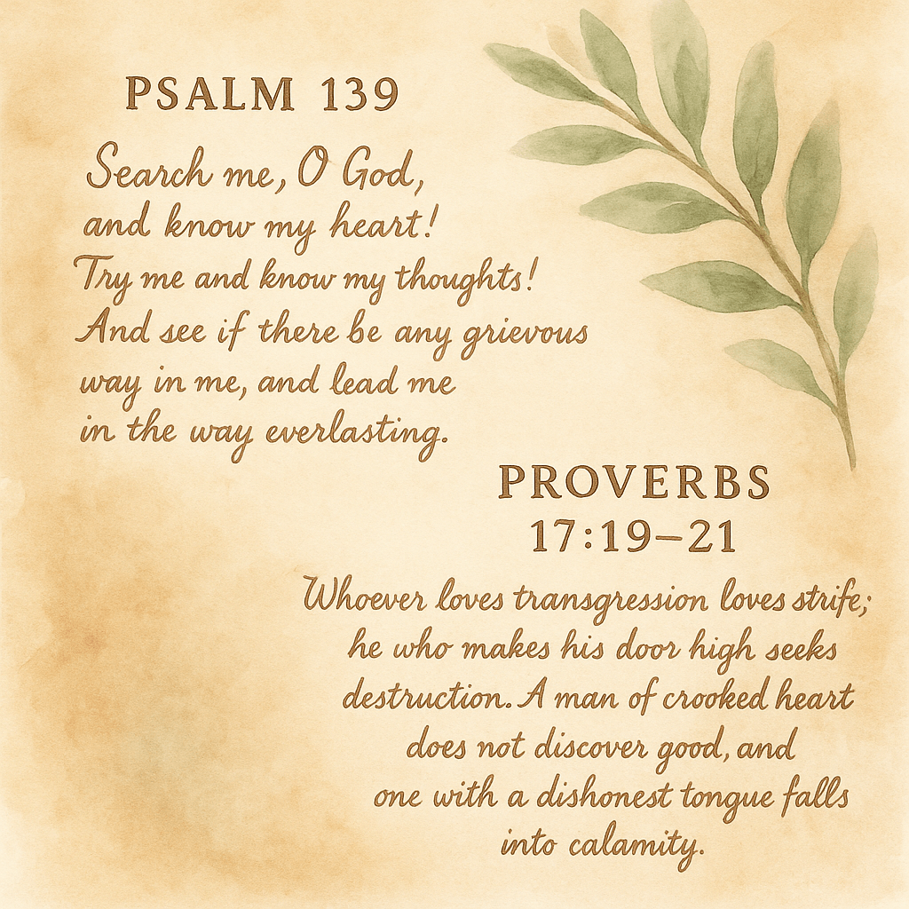 June 21 Psalm 139; Proverbs 17:19-21