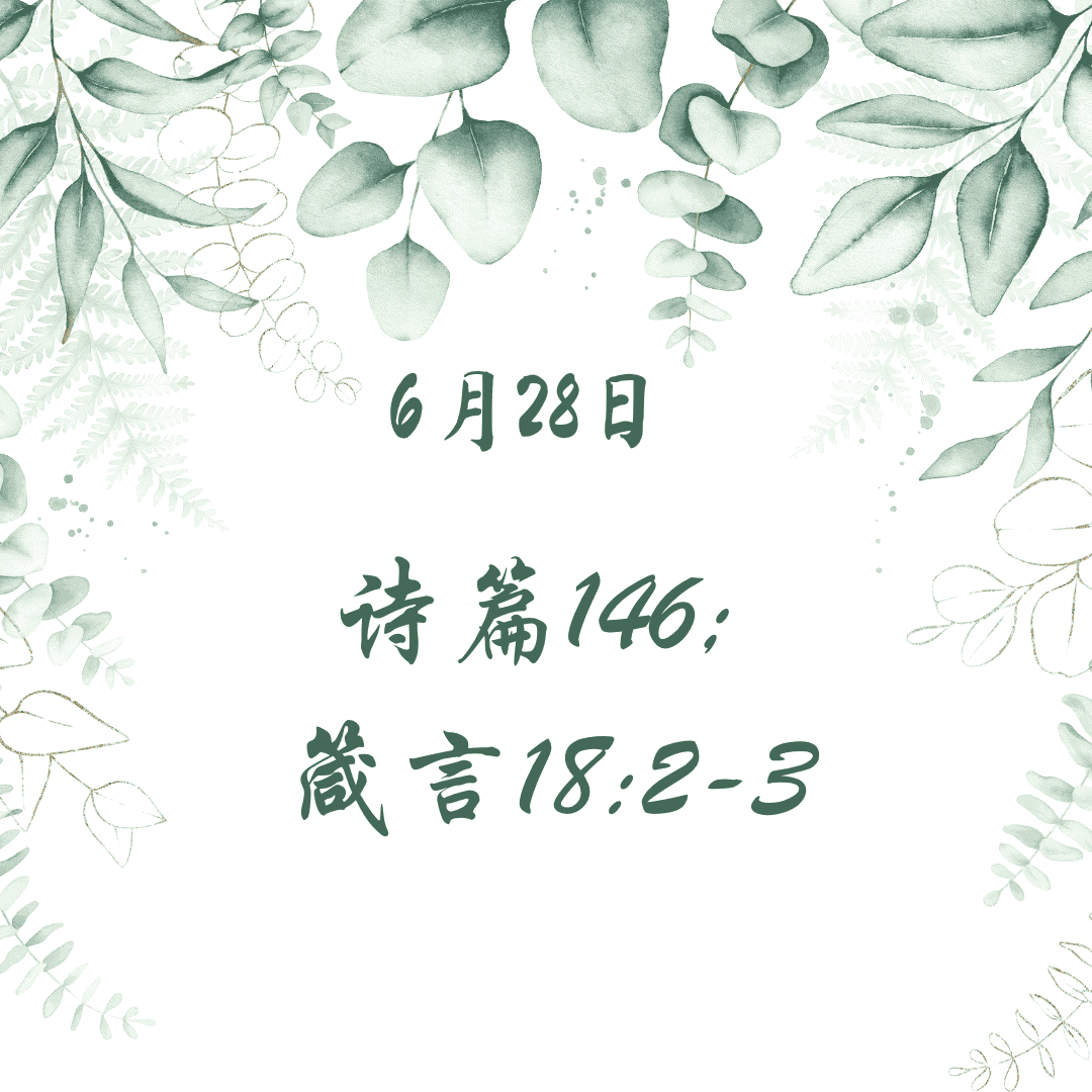 6月28日 诗篇146；箴言18:2-3