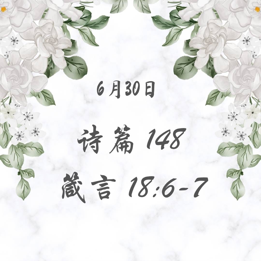 6月30日 诗篇148；箴言18:6-7