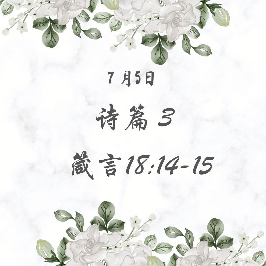 7月5日诗篇3； 箴言18:14-15