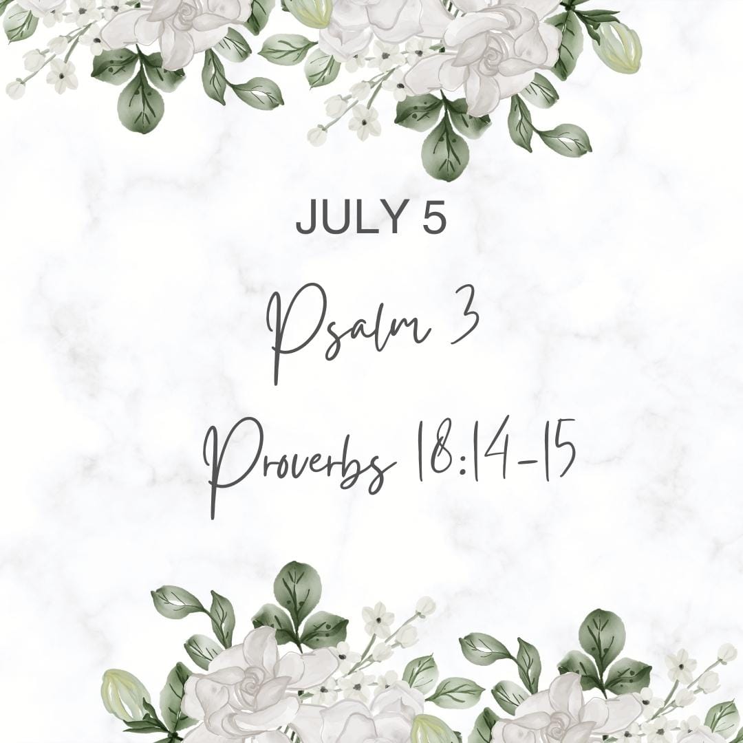 July 5 Psalm 3; Proverbs 18:14-15