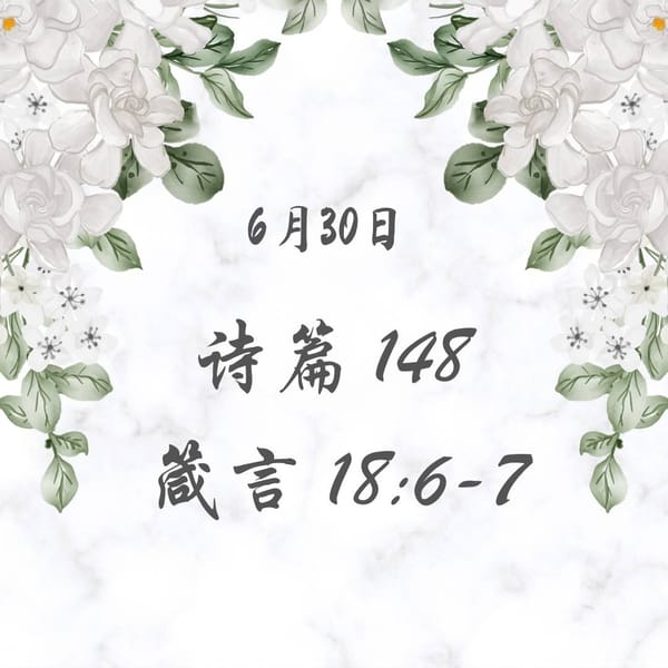 6月30日 诗篇148；箴言18:6-7
